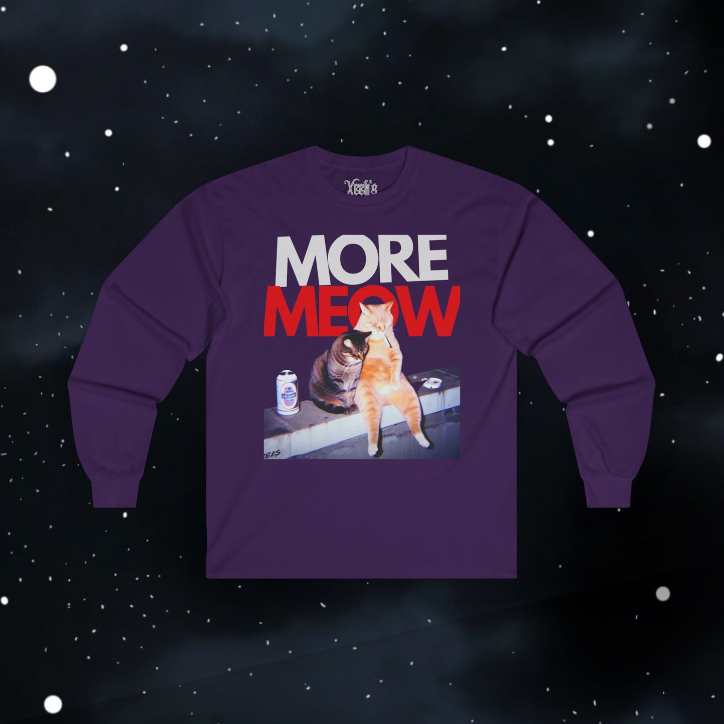 Funny More Meow Long Sleeve Tee —  Graphic Shirt Cat Love