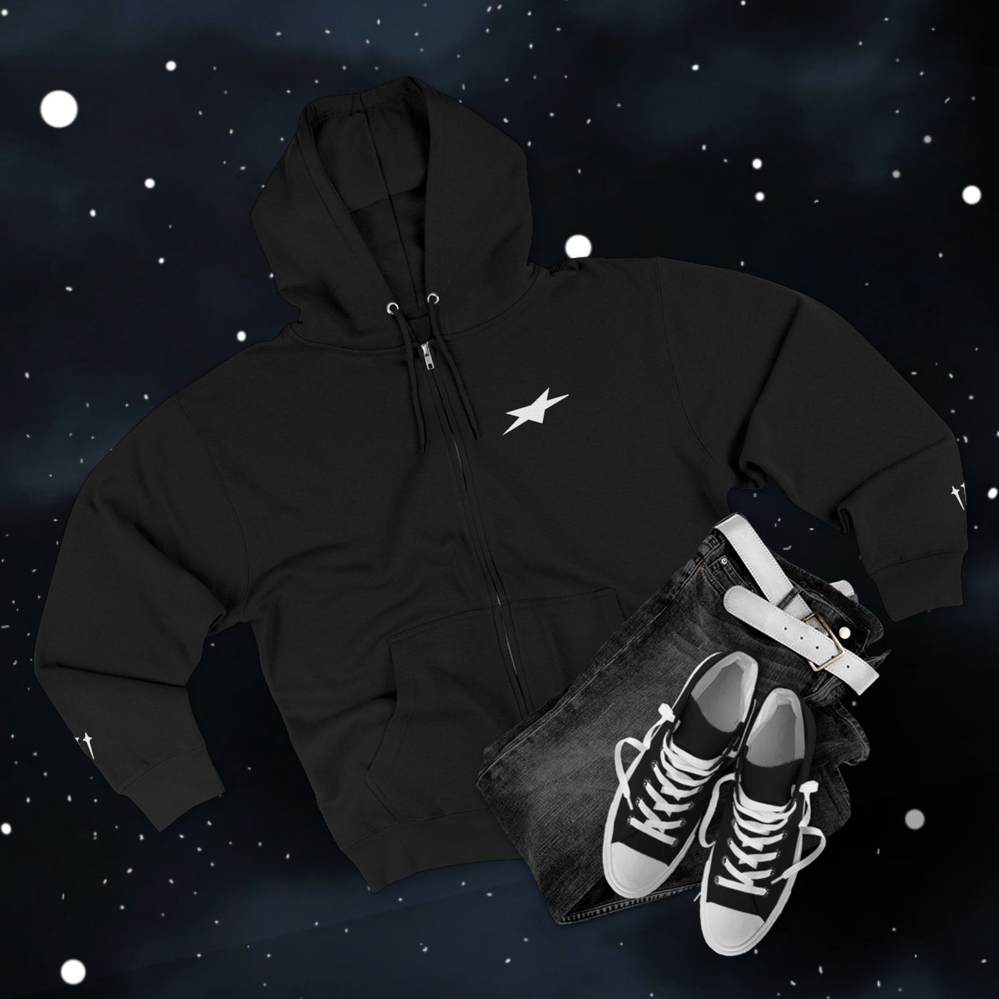 Zip Hoodie — 'I AM MUSIC' Graphic Black