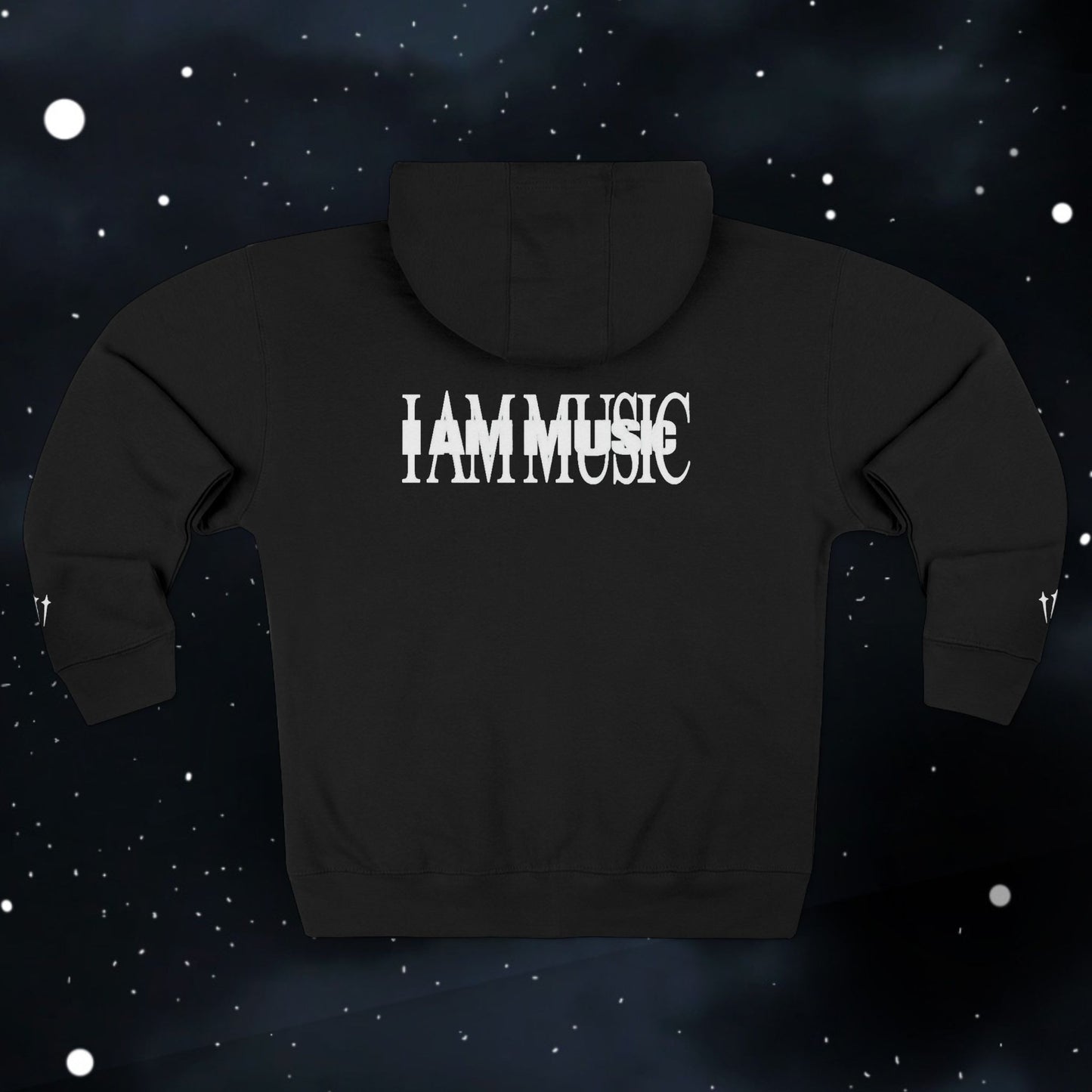Zip Hoodie — 'I AM MUSIC' Graphic Black