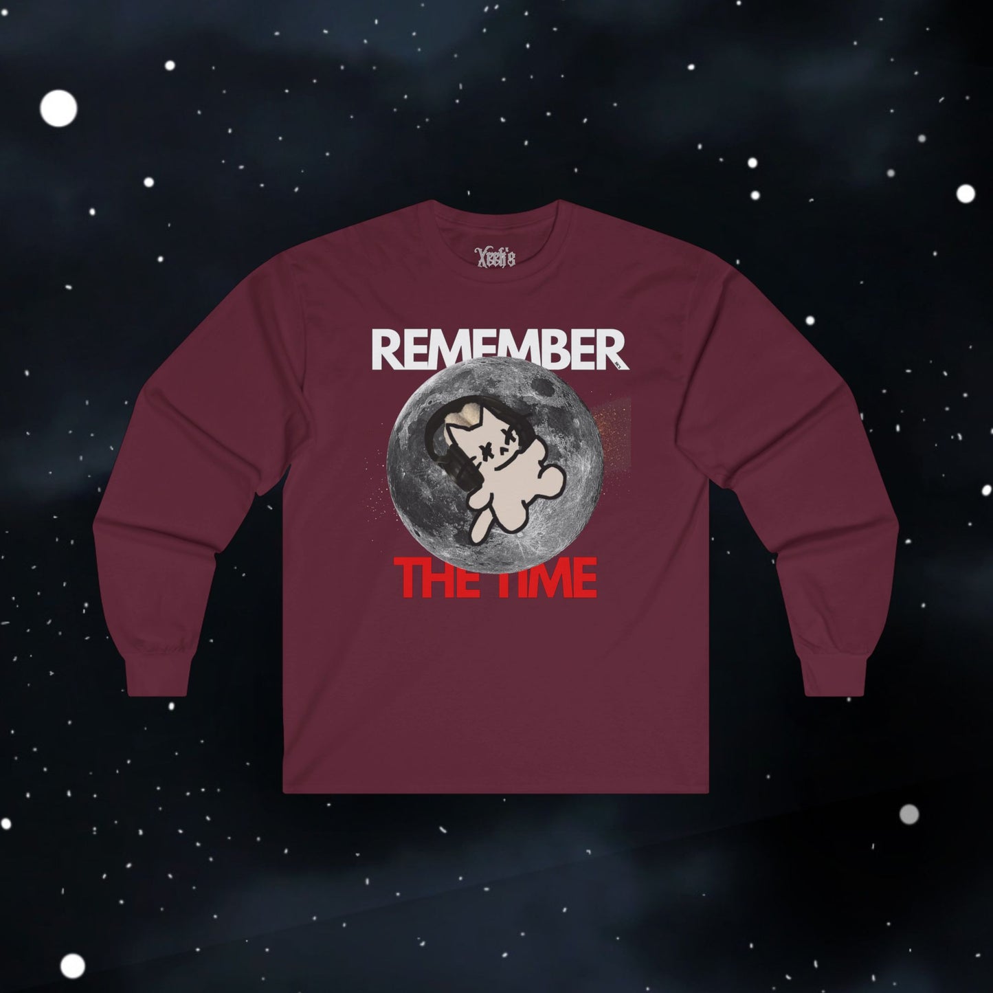 Reflexing Cat Long Sleeve Tee — Retro Moon Graphic Shirt