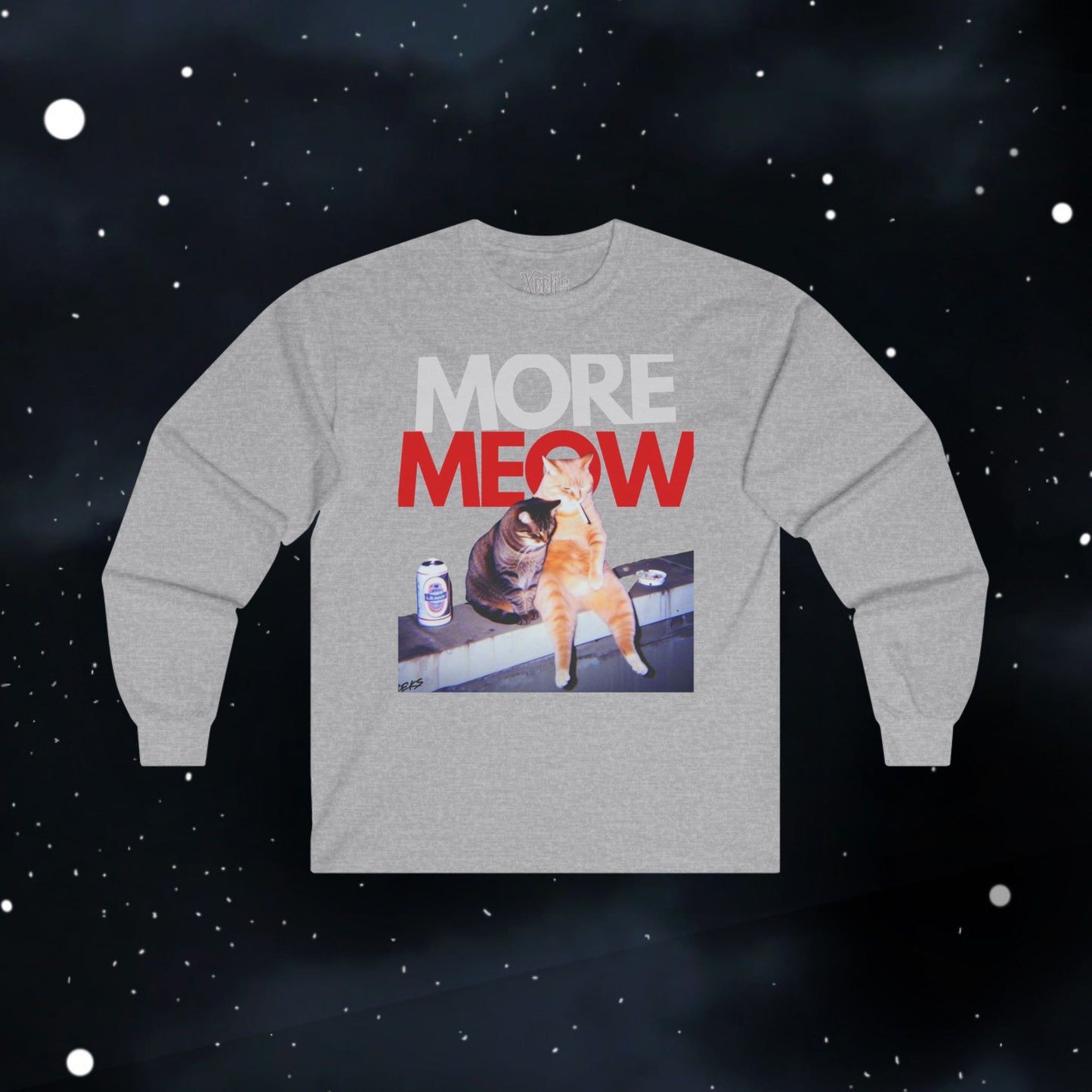 Funny More Meow Long Sleeve Tee —  Graphic Shirt Cat Love