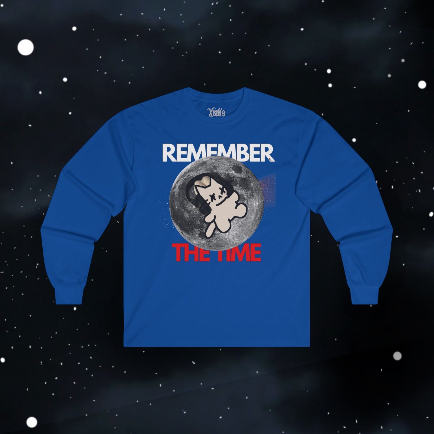 Reflexing Cat Long Sleeve Tee — Retro Moon Graphic Shirt